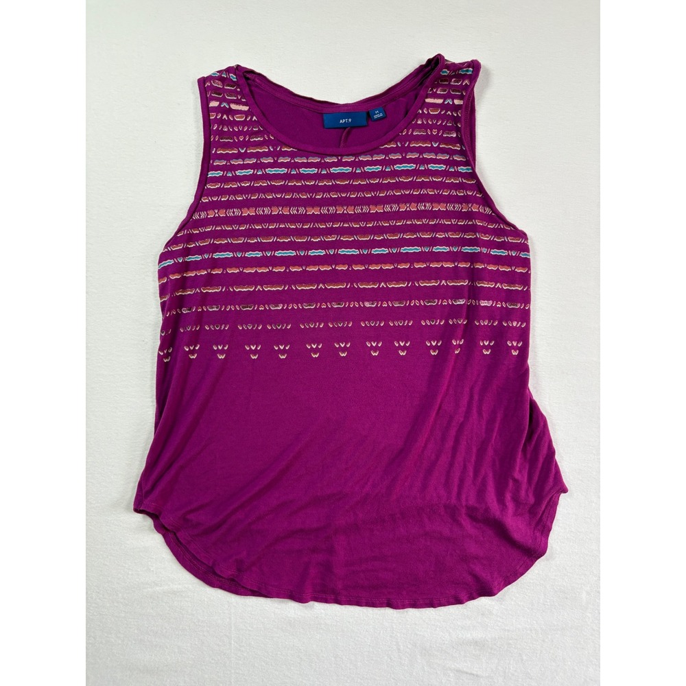Apt 9 Womens Medium Purple Print Sleeveless Tank Top